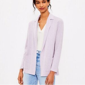 Loft lavender sweater blazer cardigan open front